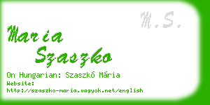maria szaszko business card