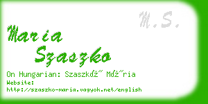 maria szaszko business card